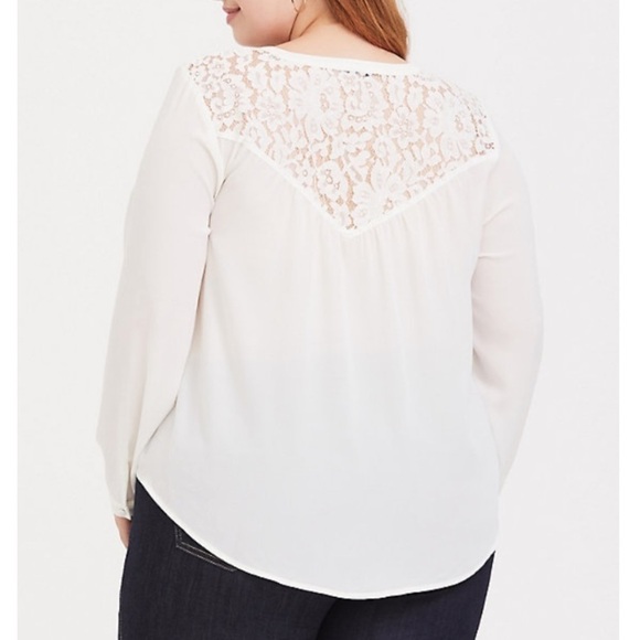 torrid Tops - Torrid 5 HARPER GEORGETTE LACE BUTTON-LOOP BLOUSE